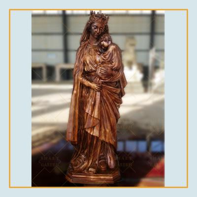 China Europe Large Religious Sculpture And Baby Garden Religious Sculpture Bronze Cast Iron Virgin Mary Jesus Statue for sale