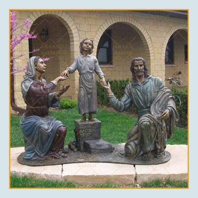 China Europe Factory Custom Catholic Religious Bronze Garden Jesus Mary Joseph Family Sculpture Holy Figurines for sale