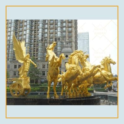 China Custom Golden Leaping Life Size Bronze Horse Statue Sculpture From Europe For Garden Decoration for sale