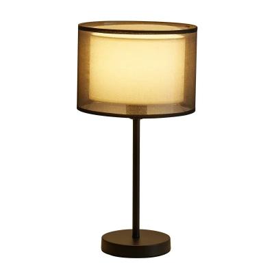 China Convenient Premium Reading Lamps Body Iron Art And Lamp Shades Fabric Art Black Table Lamp For Office Room for sale