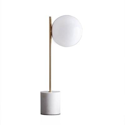 China Easy Assembly Nordic Style Glass ball table lamp bedroom ins simple modern light luxury bedside lamp white marble table lamp for sale