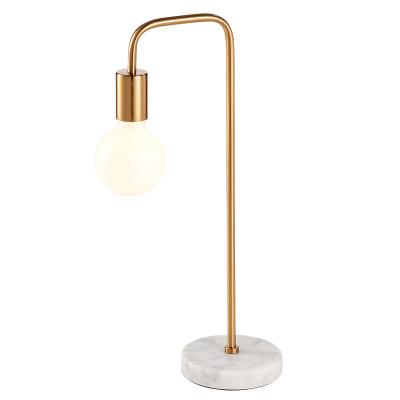 China Modern Marglice Home Hotel Marble Base Luxury Rose Golden Metal Frame Simple Modern Golden Table Lamp for sale