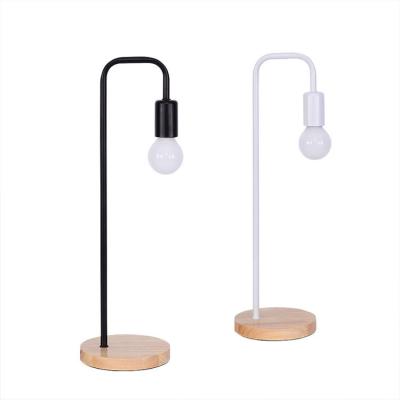 China Newly-designed Hot Sales Modern Simple Table Lamp Metal And Wood Base Black And White Reading Desk Light for sale