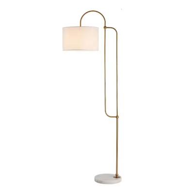 China Easy Assembly Factory direct sale European classic luxury living room sofa side marble base floor lamp with drum fabric shade for sale