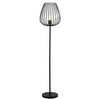 China Postmodern Retro Wrought Metal Iron Art Hollow vintage Craft light floor mesh cage shade black floor lamp for sale