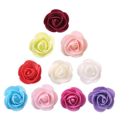 China 2022 Beautiful Hot Sale Artificial Rose Flower PE Head 3.5cm Rose Flower Head Colorful Foam Artificial Flower 2022 Colorful For Rose Bear Preserved Flower for sale