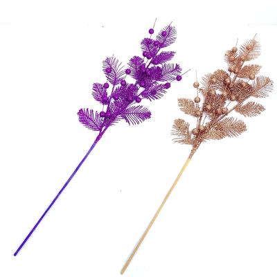 China Christmas Wedding Family Decorations Christmas Decoration Artificial Flower Glitter Branches Gold Powder Spray Hand Made Ornament for Holiday Festival for sale