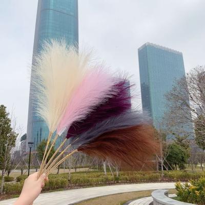 China 2022 Festival Hot Selling Pampas Grass Artificial Flower Large Silk Natural Flowers For Wedding Decoration for sale