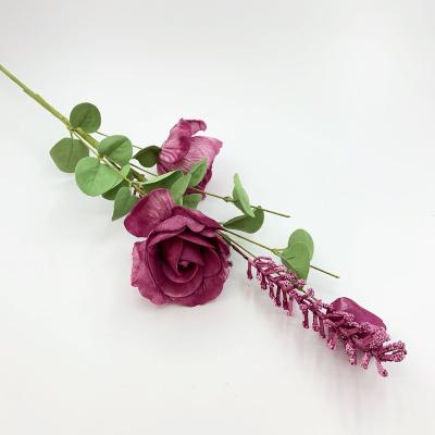 China Artificial flower hand made wedding single stem rose bouquet home background group flower bridal wall for party DIY for sale