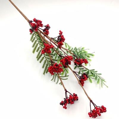 China Christmas Plastic Handmade Artificial Decoration Accessories Long Stem Selection For Weeding Home Decor Branches Berry Plant for sale