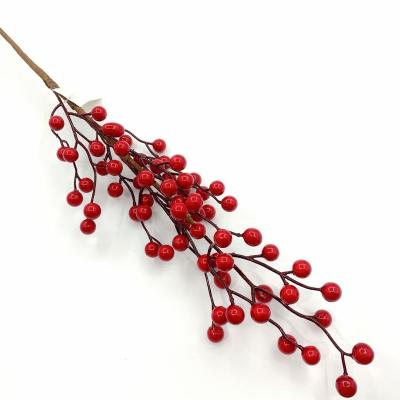 China Artificial Red Foam Berry Home Decoration Plastic Flower Garden Branches Red Holly Berry Christmas Ornaments Fruit Christmas Decor for sale