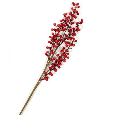 China Artificial Plastic Peony Branch Flower With Red Christmas Home DIY Mat Arrangements For Christmas Berry Decoration Weeding Props for sale