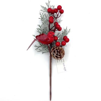 China Festival wedding red Christmas pine cones tree decoration props Christmas decoration artificial flower Christmas decoration flower for sale