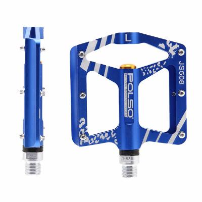 China Anti-skid JS508 Mtb Cnc Aluminum Alloy Ultralight Flat Pedal Am Enduro Bike Smooth Bearings 9/16 Thread Large Area flat pedal for sale