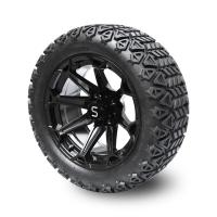 Chine Golf Cart 14 Inch Glossy Black Wheels and 22x10-14 DOT Tires with Center Cap and Lug Nuts à vendre