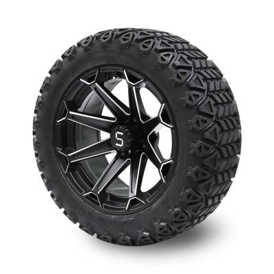 China 14“ Machinaal bewerkte Matte Black Golf Cart Wheels en 22x10-14 Off-road DOT Tires Te koop