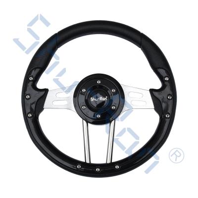 China Golf Cart Aviator 4 Black Grip/Brushed Aluminum Spokes Steering Wheel for sale