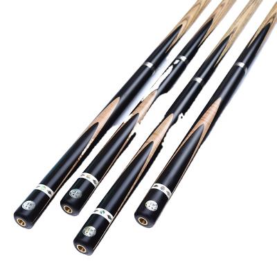 China 11 mm Black fiber ferrule billiard cue3/4 joint snooker cue ebony splice maple tip with inlay handmade shell QF001 for sale