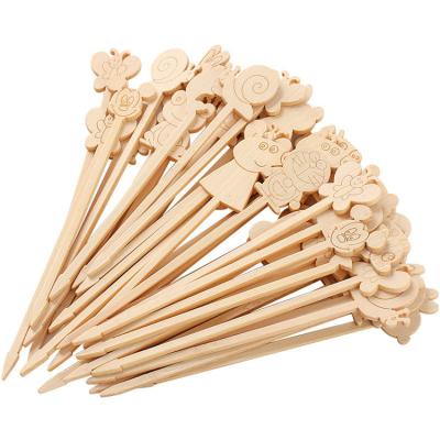 China Viable Export Standard Natural Custom Shape Custom Shape Bamboo Cocktail Flat Bamboo Skewer With Custom Logo for sale