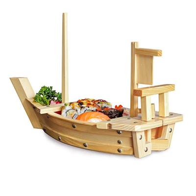 China High Quality Sustainable Bambus Party Wooden Sushi Display Serving Boats Eco Friendly 70cm Japanese Birch Wooden Sushi Boat In Stock for sale