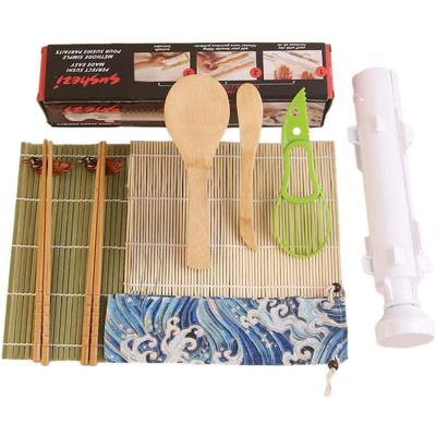 China Bamboo Viable Most Popular High Quality Beginner Equipment Bazooka Roll Maker Tool Kit 11pc High Quality Sushi Making Kit For Sushi for sale