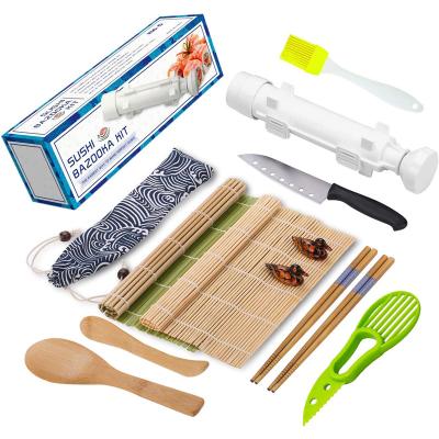 China Sustainable Natural Bambus Amazon Sushi Bazooka Roll Premium Maker Tools Rolling Kit Sets Sushi Making Kit For Beginners for sale