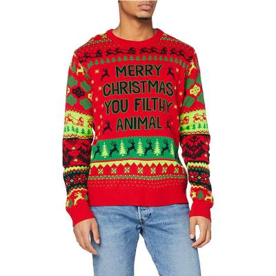 China Low MOQ Wholesale Vintage Anti-wrinkle Plus Size Funny Letter 3D Pattern Christmas New Year Ugly Knitted Sweater For Men for sale