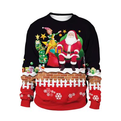 China Anti-pilling Custom Made Unisex Fawn Couple Christmas Sweater Printed Round Top Mens Womens Round Neck Sweatshirt for sale