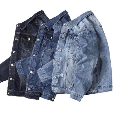 China Stylish Breathable Spring Design Fancy Male Sports Streetwear Jeans Coat Patch Jeans Boys Mens Baseball Denim Jackets For Men for sale