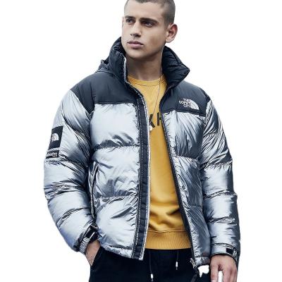 China Viable men fashion new design winter stripper shiny jacket men warm bubble padding wholesale bomber jacket for sale