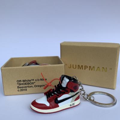 China Retro Air OG Chicago Ouch Jordan 1 Plastic Mini High Shoes 3d Keychains With Mini Box for sale