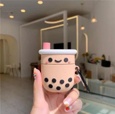 China Fashional design rubber bubble tea airpod case boba tea airpod case for sale