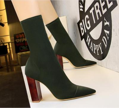 China Y12515 new women's boots comfortable pointed women's boots winter waterproof high heel simple wild woolen autumn high heel boots for sale