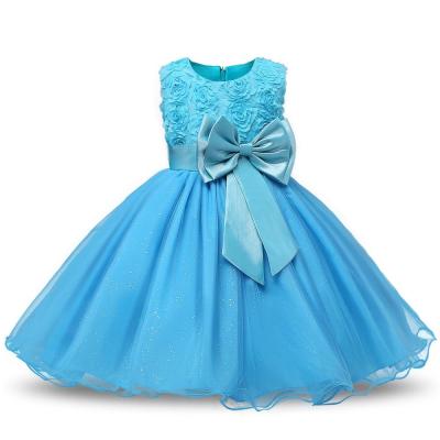 China Girl's Sleeveless 3D Lace Flower Tutu Holiday Princess Dresses Party Ready Breathable Pretty Kids Dress Up Y10409 for sale