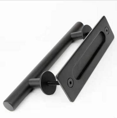 China Easy Installation Black Handle For American Barn Door Cabinet Handle Wooedn Door Pull Handle Steel Barn Door Hardware for sale