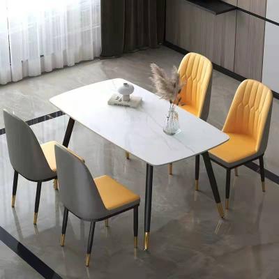 China Restaurant Kitchen Dining Table Rectangle Rock Stone Texture Asian Modern Dining Table for sale