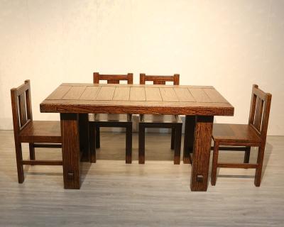 China Traditional solid wood dining table rectangle table and chair set 1.5M with 4 or 6 chair dining table set for sale