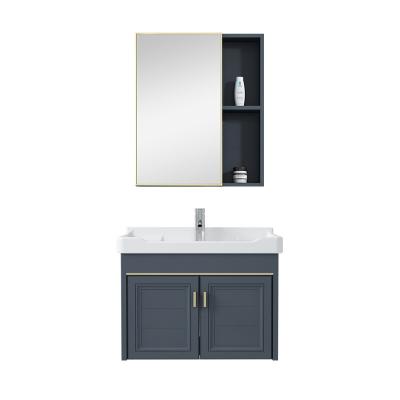 China Hot Sale Simple Modern Bathroom Vanity Cabinet Wash Basin Set Modern Wall Hanging With Waterproof Mirror For Hotel Bathroom for sale