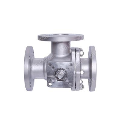 China General Three Way Flange Ball Valve Ports With Pneumatic Actuator for sale