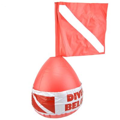 China Beacon With Snorkel Scuba Dive Flag And Float Red Below Inflatable Bouy White Ball for sale