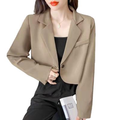 China Breathable Stylish Blazers Women Cropped Single-Button Simple Solid Classic Elegant Outerwear Autumn Design for sale