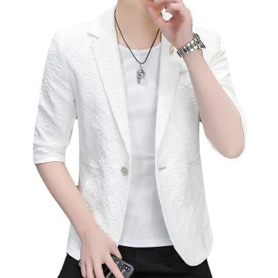 China Anti-wrinkle Mens Two Button Dress Party Floral Suit Jacket Notched Lapel Slim Fit Stylish Blazer for sale