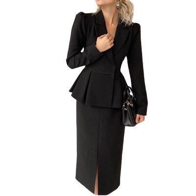 China New Anti-wrinkle women's loose dress business formal bag hip split skirt business women's suit skirt set for sale