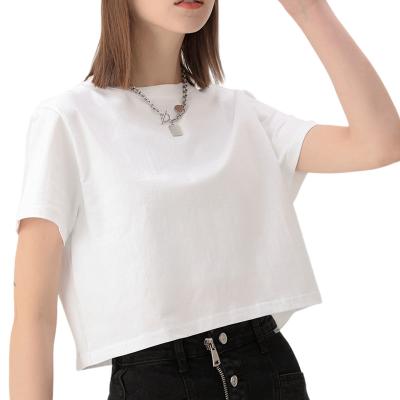 China Summer Clothing High Quality QUICK DRY Custom Printed Cotton T-shirt Pullover Fitness O-Neck Cotton Crop Top T-Shirt for sale