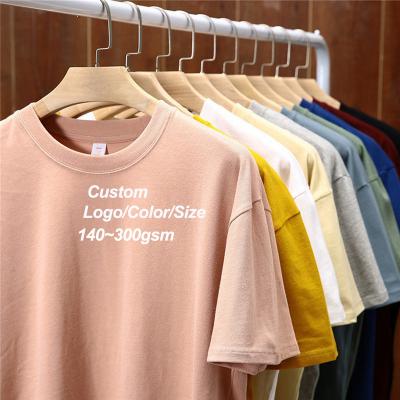 China Custom 210gsm Cotton 210gsm LOGO Print Summer High Quality Anti-Wrinkle Cotton T-shirt Custom Men's T-shirt Plain Unisex Blank Tees for sale