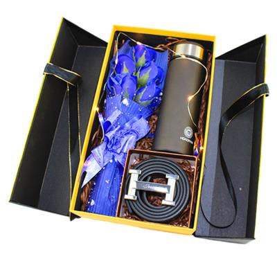 China Customized Blue Rose Hardcover Box Men'S Belt Thermos Cup Romantic Valentine'S Day Gift Set for sale