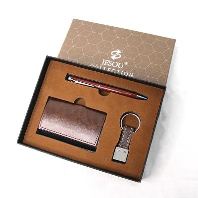 China Men'S Gift Set Business Card Box + Signature Pen + Key Chain Gift Box 3-Piece Annual Office Gifts Wholesale à venda