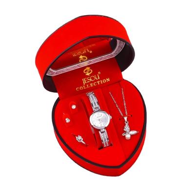 China High-End Fashion Custom Women Quartz Watch Necklace 4-Piece Gift Set Box for sale