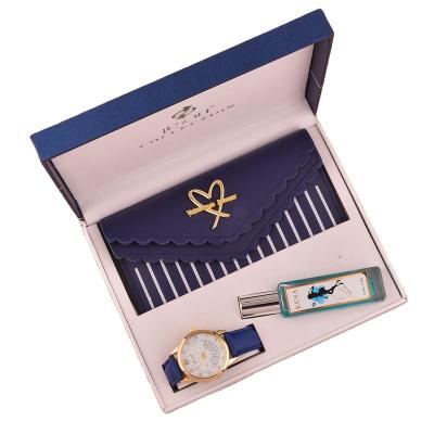 China Luxury Ladies Watch Portable Wallet And Perfume Ladies Gift Set for sale