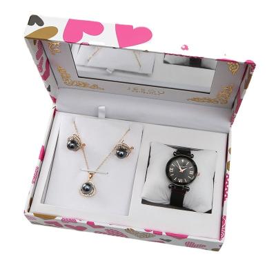 China Wholesale Promotional Exquisite Quality Necklace Watch Earrings Set Jewellery Women Gift Set for sale